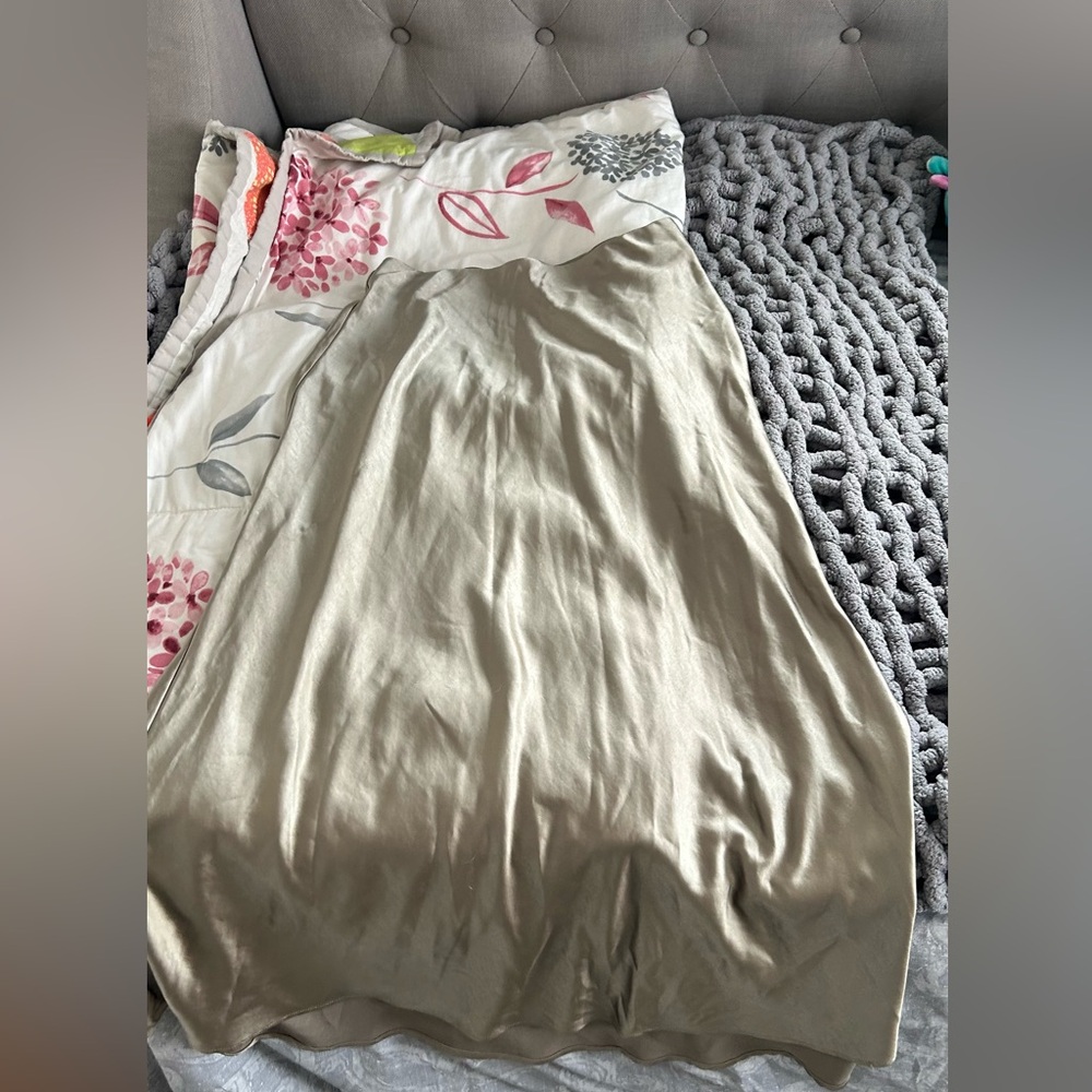 Dynamite champagne satin maxi skirt with side slit